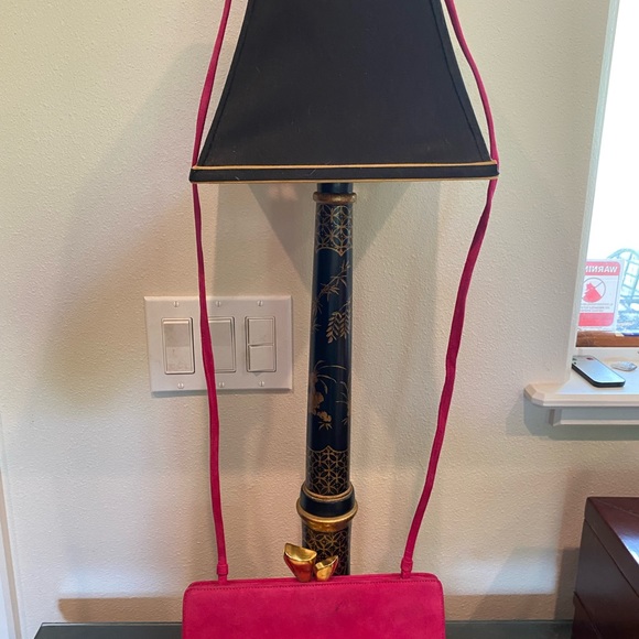 DONNA KAREN VINTAGE NWOT PINK SUEDE CROSSBODY/CLUTCH - Picture 9 of 13